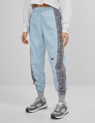 Bershka Pantalón Jogger Reflectante Mujer Xs Azul Claro