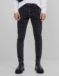 Bershka Pantalón Super Skinny Hombre 44 Blanco/Negro en oferta