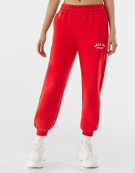 Bershka Pantalón Jogger Felpa Print Mujer M Rojo precio