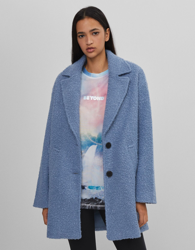 Bershka Abrigo Corte Recto Mujer Xs Azul Lavado características