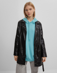 Bershka Abrigo Efecto Piel Mujer L Negro características