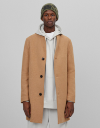 Bershka Abrigo Cuello Subido Hombre L Camel precio
