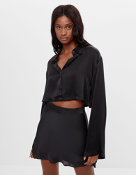 Bershka Camisa Satinada Mujer S Negro características