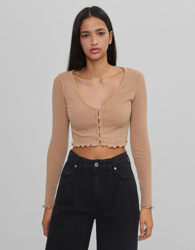 Bershka Chaqueta Punto Mujer L Camel características