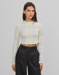 Bershka Jersey Fuzzy Cropped Mujer S Amarillo características