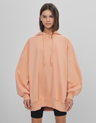 Bershka Sudadera Capucha Oversize Mujer L Naranja