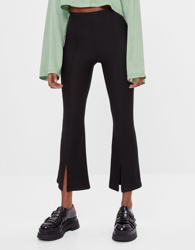 Bershka Pantalón Kick Flare Otomán Mujer Xs Negro características