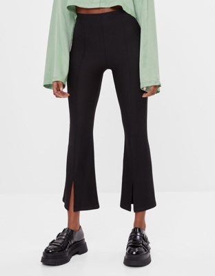 Bershka Pantalón Kick Flare Otomán Mujer Xs Negro