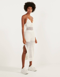 Bershka Vestido Tirantes Encaje Mujer M Crudo precio