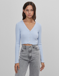 Bershka Chaqueta Fina Botones Mujer S Azul precio