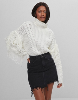 Bershka Falda Corta Denim Mujer 32 Negro