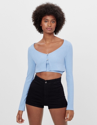 Bershka Short Denim High Waist Mujer 34 Negro