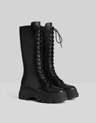 Bershka Botas Acordonadas Suela Track Mujer 35 Negro precio