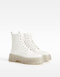 Bershka Botines Plataforma Suela Translúcida Mujer 39 Crudo características