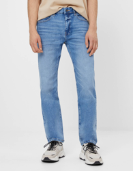 Bershka Jeans Straight Hombre 42 Azul Lavado en oferta