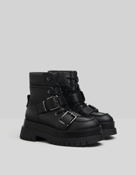 Bershka Botines Plataforma Hebillas Mujer 41 Negro características