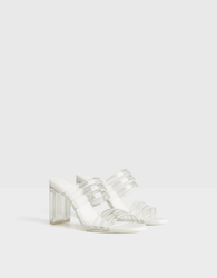 Bershka Sandalia Tacón Tiras Vinilo Y Tacón De Metacrilato Mujer 41 Transparente precio