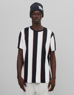 Bershka Camiseta De Rayas Hombre M Rosa