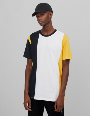 Bershka Camiseta De Rayas Hombre Xs Mostaza