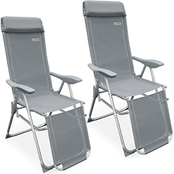 Casaria Set de 2 sillas plegables de Aluminio con respaldo alto reclinable transpirable tumbona para jardín balcón terraza en oferta