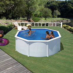 Gre KIT300ECO Fidji - Piscina Elevada Redonda, Aspecto Acero Blanco, 300 x 120 cm en oferta