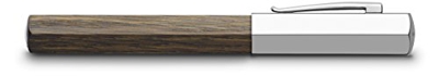 Faber-Castell Ondoro - Pluma estilográfica con cuerpo en madera de roble ahumado con forma hexagonal, plumín de acero inoxidable trazo M