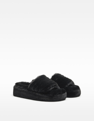 Bershka Sandalia Plataforma Acolchada Pelo Mujer 41 Negro características