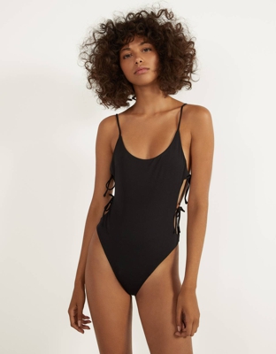 Bershka Bañador Con Lazada Mujer M Negro