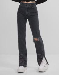 Bershka Jeans Straight Hello Kitty Mujer 40 Negro precio