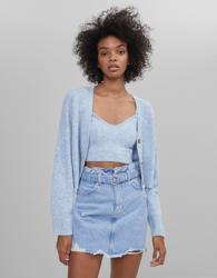 Bershka Falda Denim Con Cinturón Mujer 34 Azul Claro características