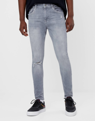 Bershka Jeans Super Skinny Fit Hombre 46 Gris en oferta