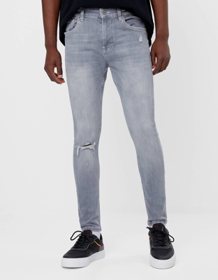 Bershka Jeans Super Skinny Fit Hombre 46 Gris