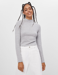 Bershka Camiseta Cuello Curly Mujer M Gris características