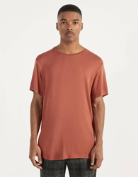 Bershka Camiseta De Punto Hombre M Naranja en oferta