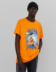 Bershka Camiseta Naruto Hombre Xs Naranja en oferta