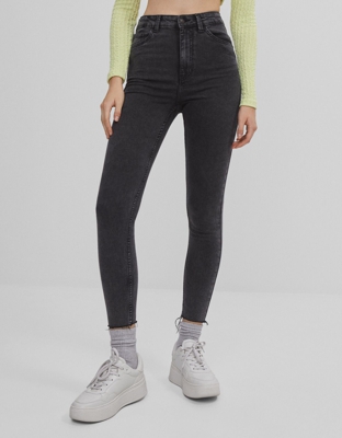 Bershka Jeans Super High Waist Mujer 40 Gris