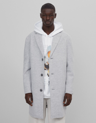 Bershka Abrigo Largo Hombre Xl Gris precio