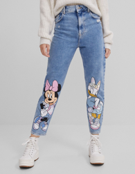 Bershka Jeans Mom Minnie Mujer 32 Azul Lavado características