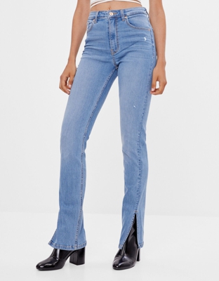 Bershka Jeans Skinny Abertura Mujer 40 Azul Lavado