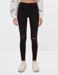 Bershka Jeans Push Up Mid Waist Mujer 34 Negro precio