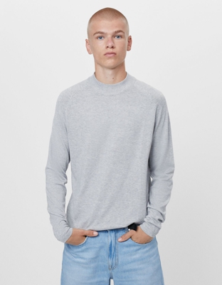 Bershka Jersey Cuello Perkins Hombre Xl Gris
