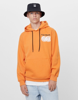 Bershka Sudadera Print Cosmos Hombre Xl Naranja