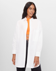 Bershka Camisa Popelín Oversize Mujer S Blanco características