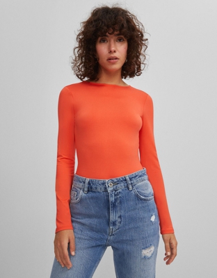 Bershka Body Espalda Descubierta Mujer M Naranja