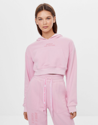 Bershka Sudadera Cropped Capucha Mujer Xs Rosa precio