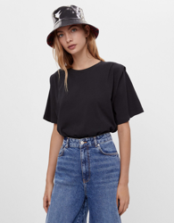 Bershka Camiseta Hombreras Mujer S Negro características