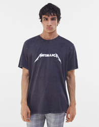 Bershka Camiseta Efecto Lavado Metallica Hombre Xs Gris precio