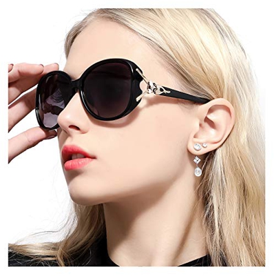 FIMILU Gafas de Sol Gran Tamaño Mujeres– Aptos para Conducir – Montura Envolvente Cómoda con Protección UV400 (Negro,gris)