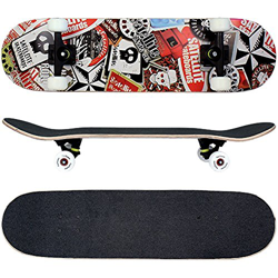 FunTomia® Skateboard monopatín rodamientos Mach1® y Rodillos de dureza 100A - Hecho con 7 Capas de Madera 100% Arce Canadiense (Satellite) características