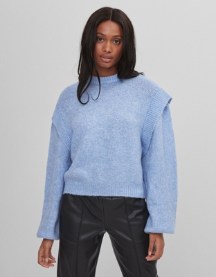 Bershka Jersey Detalle Hombros Mujer L Azul
